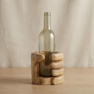 Porte-bouteille de vin en bois de manguier fait main, design rustique, réutilisable, vaisselle de table - Product Image 4