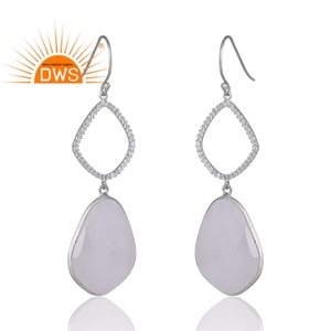 Dernière vente en argent Sterling naturel Cz & Moon pierre blanche pierres précieuses boucle d'oreille bijoux personnalisés pour les femmes cadeau pour elle - Product Image 3