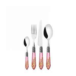 Ensemble de couverts en métal argenté à prix Offre Spéciale avec poignée en résine bleue et blanche pour ensembles de vaisselle de maison et de mariage - Product Image 3