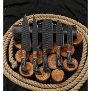 Juego de Cuchillos de Chef Burraq Profesional de 5 Piezas, Hechos a Mano en Acero al Carbono, Mango de Madera Moderno, Ecológico, Apto para Lavavajillas, Ambidiestro - Product Image 6