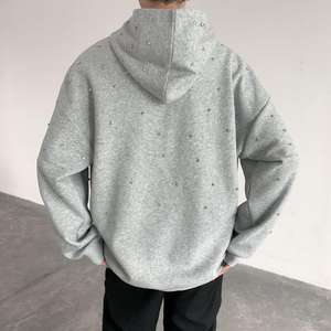 Sweat à capuche vintage en gros d'usine avec strass, techniques de broderie délavée à l'acide, imprimé à l'écran, mode homme - Product Image 4