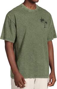 Camiseta de corte cuadrado para hombre de primera calidad, ropa de calle de gran tamaño, cuello levantado, lavado Vintage, algodón pesado, ropa informal holgada, venta al por mayor - Product Image 4