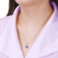 Collier pendentif en argent sterling 925 plaqué or 18 carats avec pierre précieuse labradorite taillée en coussin et facettes, fermoir perle, cadeau ethnique unisexe