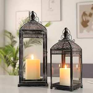 Metal Hanging <b>Candle</b> <b>Lanterns</b> 37 cm High Outdoor <b>Lanterns</b> Retro <b>Lanterns</b> for <b>Candles</b> Metal <b>Candle</b> Holder with Tempered - Product Image 2