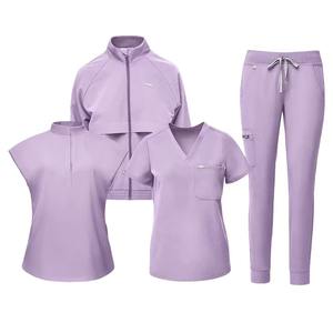 2025 venta al por mayor Scrubs alta calidad personalizada manga larga Scrub chaqueta mujeres hombres Doctor enfermera Hospital médico Scrub uniformes conjunto - Product Image 6