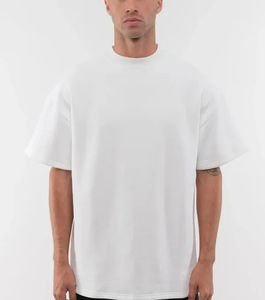 Top Selling Mens Blank Drop Shoulder Heavyweight cuello redondo 260gsm 100% algodón carta patrón su propio logotipo Streetwear camisetas - Product Image 3