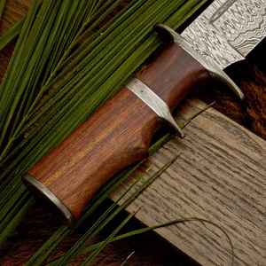 Cuchillo de Caza de Acero de Damasco Hecho a Mano con Mango de Madera para Supervivencia al Aire Libre, Campamento, Pesca, Cuchillos de Caza con Hoja de Acero de Damasco - Product Image 3
