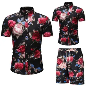 Conjunto Hawaiano unisex con estampado personalizado OEM, figura de estrella ecológica de verano de manga corta transpirable de talla grande y alta calidad - Product Image 3