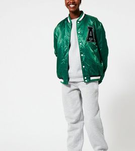 2024 unisexe haute qualité soie Baseball vestes nouveau Satin Varsity Design lettres brodées fermeture à glissière teint respirant - Product Image 3