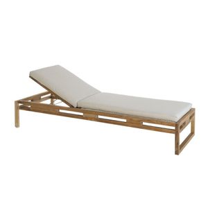 Chaise longue en teck de style moderne avec coussin de couleur naturelle pour patio hôtels ou villas meubles en gros pour usage extérieur - Product Image 1