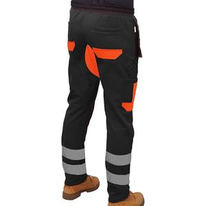 Pantalones de seguridad reflectantes transpirables negros y naranjas para hombre con certificación CE, detección de agujas, bolsillos tipo funda y rodillas reforzadas 2026 - Product Image 6