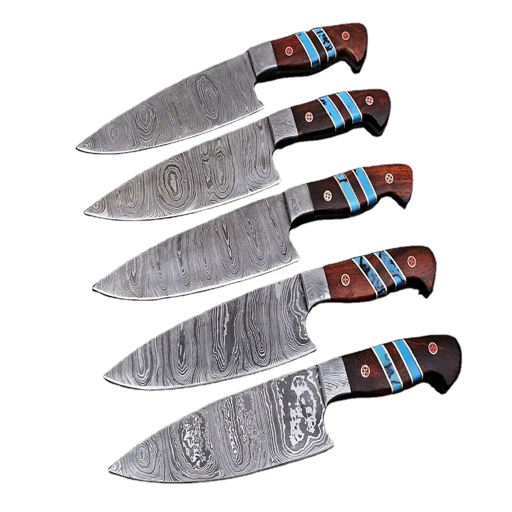 Hand gefertigte Damaskus Stahl klinge Küchenchef Utility Chef Stil Messer für die Zubereitung von Speisen Leder Messersc heide