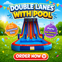 Tobogán Acuático Inflable de PVC Comercial con Doble Línea y Piscina para Adultos y Niños, Portátil, para Alquiler en Exteriores y Uso Escolar