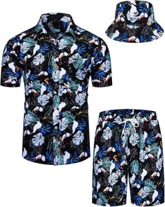 Conjunto de Ropa de Playa de Verano para Hombre, Estilo Vintage, 3 Piezas, Camisa Hawaiana, Pantalones Cortos y Sombrero de Pescador, para Vacaciones, Fiestas, Ropa de Verano OEM - Product Image 3
