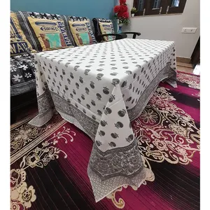 Mantel de algodón con estampado de bloques de diseño Floral exquisito indio, bodas, fiestas, banquetes, fabricante, mantel de cena impreso - Product Image 1