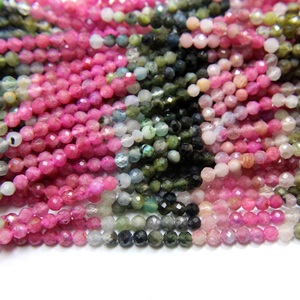 Cuentas facetadas de turmalina múltiple Cuentas de forma redonda Cuentas de piedras preciosas de turmalina natural 3MM Aprox. 13 ''pulgadas - Product Image 1