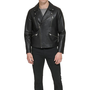 Chaqueta de cuero al por mayor con material de cremallera múltiple de calidad superior del último diseño - Product Image 5