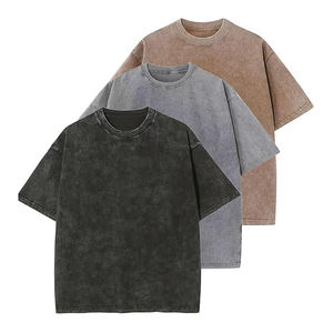 T-shirts épaules tombantes surdimensionnés lavés à l'acide pour hommes personnalisés T-shirts coupe ample lourds 300 GSM - Product Image 2