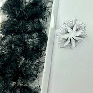 Extensiones de pestañas de Base puntiaguda de pelo sintético Premium ventiladores sueltos 10D-20D Natural largo hecho a mano logotipo personalizado suave ligero - Product Image 3