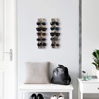 Organisateur de stockage de lunettes de soleil murales en bois rustique 10 porte-lunettes présentoir ensemble de 2 avec 5 crochets en métal sur chaque prise