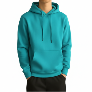 <b>Mens</b> Woolen Pullover <b>Hoodie</b> Solid Lined Autumn Winter Kangaroo Pocket Fashion Custom Logo OEM Wholesale - Product Image 1