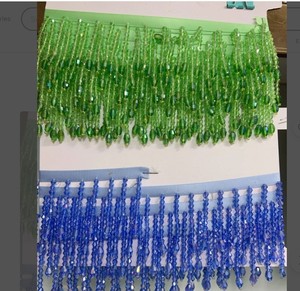 Garniture de frange de perle de cristal de 10 mètres pour la haute couture, costume de danse 5yards/lot perle gland glands garniture frange de dentelle - Product Image 1