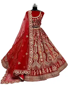 Broderie exclusive lourde très bien conçue de paon et Bharat conçu nuptiale Lehenga Choli