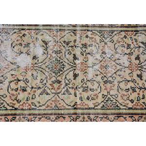 พรมตุรกีวินเทจคลาสสิกสีเบจสีส้มงานแฮนด์เมด3x6.6ft รูปสี่เหลี่ยมผืนผ้าการออกแบบการเย็บปะติดปะต่อกันสำหรับห้องนั่งเล่นวัยรุ่นผ้าขนสัตว์ยางเหนียว - Product Image 5