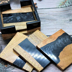 ชุดที่รองแก้วไม้สไตล์โบฮีเมียนเป็นมิตรกับสิ่งแวดล้อมแผ่นรองเครื่องดื่มทำมือขนาด9x9ซม. สำหรับตกแต่งโต๊ะในห้องครัว - Product Image 2