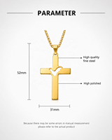 Collier pendentif croix colombe Saint-Esprit ARNAN, plaqué argent, acier inoxydable, bijoux religieux chrétiens tendance, cadeau pour femme