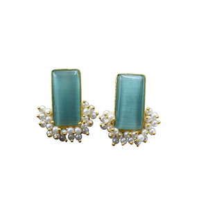 Boucles d'oreilles en laiton et pierre mate plaquée or Bijoux à la mode pour femmes et filles au prix de gros en Inde - Product Image 5