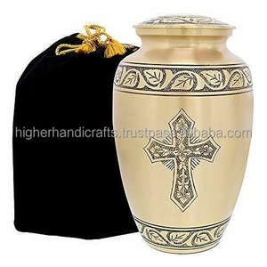 Funeral Ashes Brass Religious Burial <b>Urn</b> Pewter Cremation Handmade Human Ashes Memorial Cremation <b>Urn</b> <b>Jar</b> Supply From India - Product Image 5