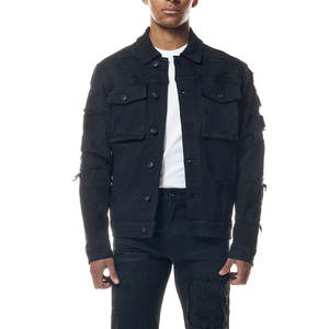 Ensemble veste et pantalon en denim pour homme, couleur unie, hiver, 100% coton, tissu respirant, style hip-hop, couleurs personnalisables, toutes tailles - Product Image 2