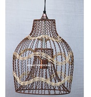 Plafonnier suspendu en fil de fer fait à la main, couleur bronze/noir/blanc ou personnalisé, (diamètre 43cm, hauteur 25cm)