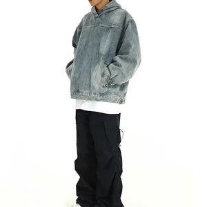 Sudadera con Capucha para Hombre, Sin Cordones, Algodón, Lavado Ácido, Diseño Grueso, Estilo Urbano, Pesada, Esencial, Talla Grande, Estampado Denim, Logotipo Personalizado - Product Image 5