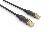 Kabel USB Type-C ke Type-C 3A Pengisian Cepat Transparan Daya Tinggi dengan Layar Digital dan Jalinan Nilon untuk Komputer IOS Tembaga Murni