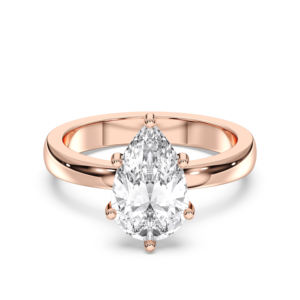 Anillo de compromiso de solitario de diamante de moissanita de 2,11 quilates, Juego de puntas de corte redondo y pera en plata para mujer - Product Image 5