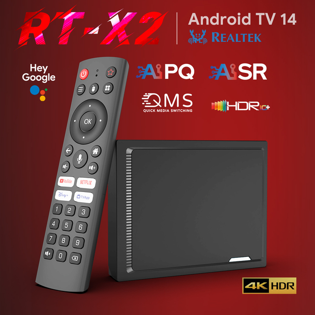 ELEBAO RT-X2 TV Box Realtek RTD1325 AISR AIPQ HDMI2.1 4K Android 14 1000M 4GB 32GB Android TV BOX