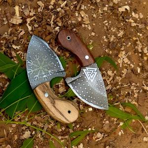Cuchillo de Hoja Fija Estilo Vikingo Tradicional, Forjado a Mano, Hoja Grabada Estilo Vikingo, Cuchillo de Bolsillo EDC, Elegante Cuchillo de Camping - Product Image 3