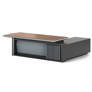 Bureau de direction moderne de luxe en forme de L, table de bureau en bois écologique, bureau de patron extensible sur mesure, assemblage facile - Product Image 1