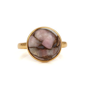 Vente chaude 925 argent Vermeil fait à la main 12mm Fine bague pour femme avec Mohave rose opale et cuivre pierres précieuses bijoux d'éternité - Product Image 1
