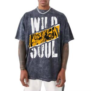 Nueva camiseta de tendencia Fabricación 100% algodón Vintage Stone Wash Camisetas de gran tamaño Camiseta lavada con ácido de alta calidad - Product Image 1