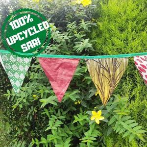 Bandera de tela, banderines hechos a mano de Sari reciclado para cumpleaños, bodas y decoración de fiesta de jardín, regalo, ventana de puerta al aire libre - Product Image 1