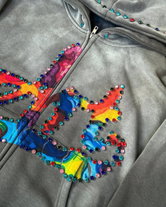 Streetwear Best Selling 100% Cotton Winter Rhinestone Hoodies Customized Design for Men in Stock - Product Image 3