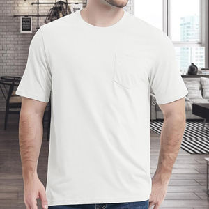 Nuevas camisetas ajustadas suaves y cómodas de estilo de bolsillo antiarrugas 100% algodón hecho con ajuste Regular, camiseta ligera de Color blanco - Product Image 1