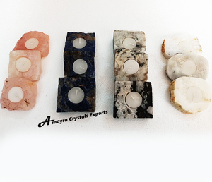Bougeoir en Agate Gemstone Quartz Rose Bougeoir naturel fait à la main Vente en gros de l'exportateur indien Amayra Crystals Exports - Product Image 6