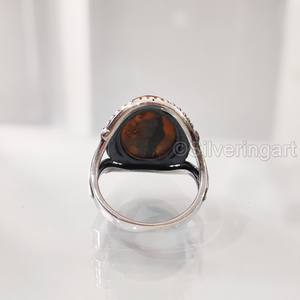 Anillo de Plata de Ley 925 para Mujer con Gema de Jaspe Abeja Natural, Estilo Bohemio, Regalo de Boda o Cumpleaños, Joyería Hecha a Mano - Product Image 6