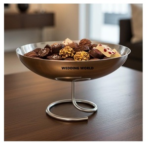 Bol à chocolat brillant plaqué nickel, décoratif pour table, bol à bonbons rond, design élégant, bol à chocolat fantaisie - Product Image 3