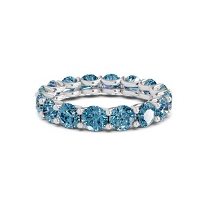 Anillo de Eternidad Redondo Azul Hielo, Diamante Cultivado en Laboratorio de 1.00 Ct Tw, Oro Sólido de 14K, Color Azul Hielo, Claridad VS, 30 Diamantes, Estilo Frosty - Product Image 1