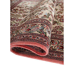 Tapis en laine noués à la main Aalam, motif floral rose et violet, pour la décoration du salon ou du couloir des adolescents, rectangle 9x12 - Pae-6442 - Product Image 2